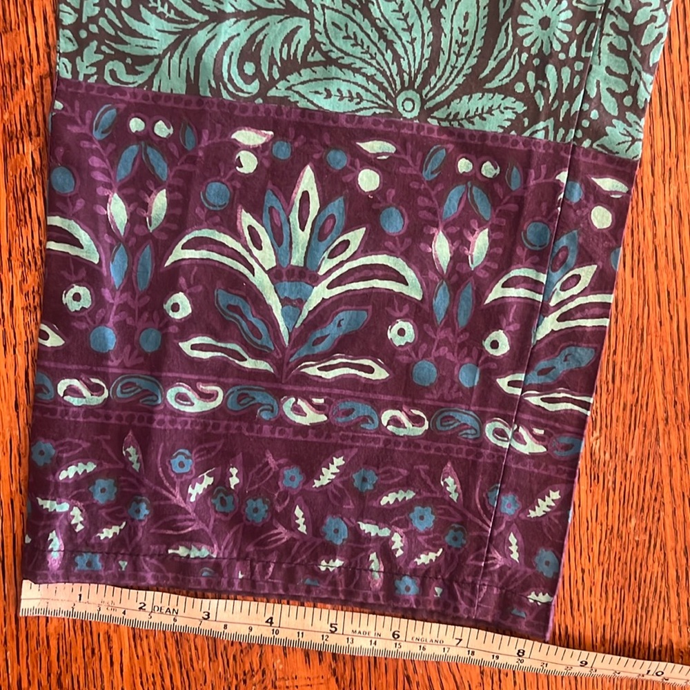 NWOT Sundance Vibrant Reef Pants Floral Scroll Turquoise Blue Purple SZ M 8-10 - Picture 8 of 16